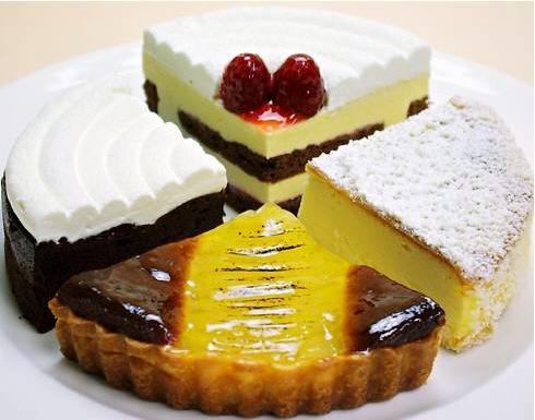 木かげ茶屋のケーキセットの4種類のケーキ
